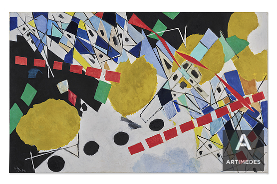 Ernst Wilhelm Nay / Mit Gelben Scheiben Und Blauen Spitzen - front