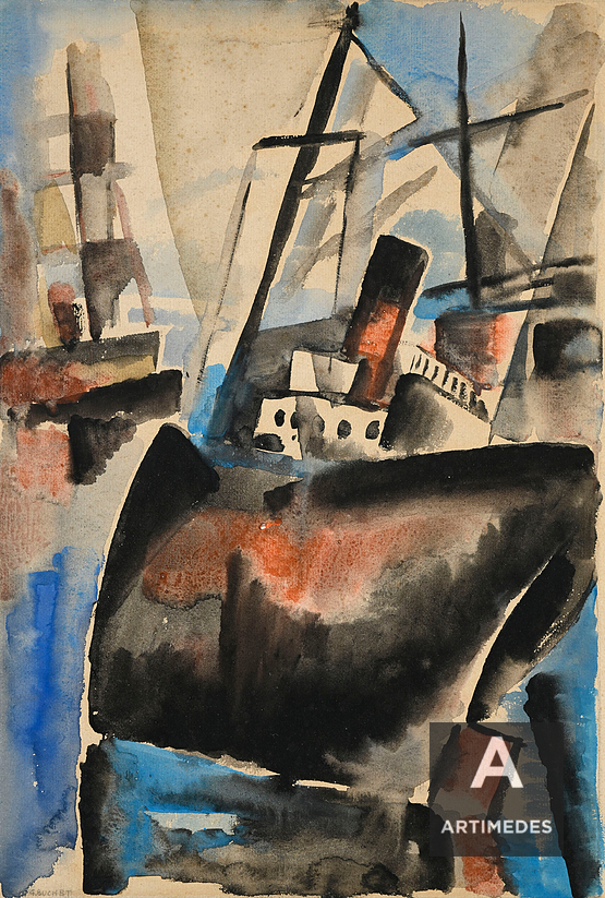 Gustave Buchet / Le Cargo Échoué Au Port - Front